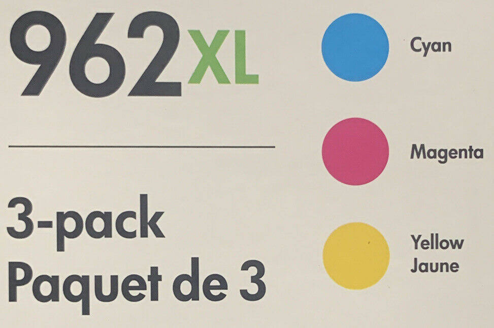 HP 962XL High Yield 3 Pack Cyan/Magenta/Yellow Ink Cartridge A322