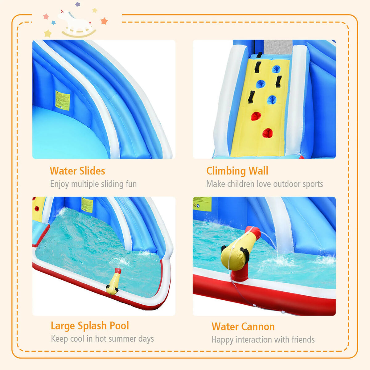 Inflatable Water Slide Bounce House Castle Splash Water Pool J16604