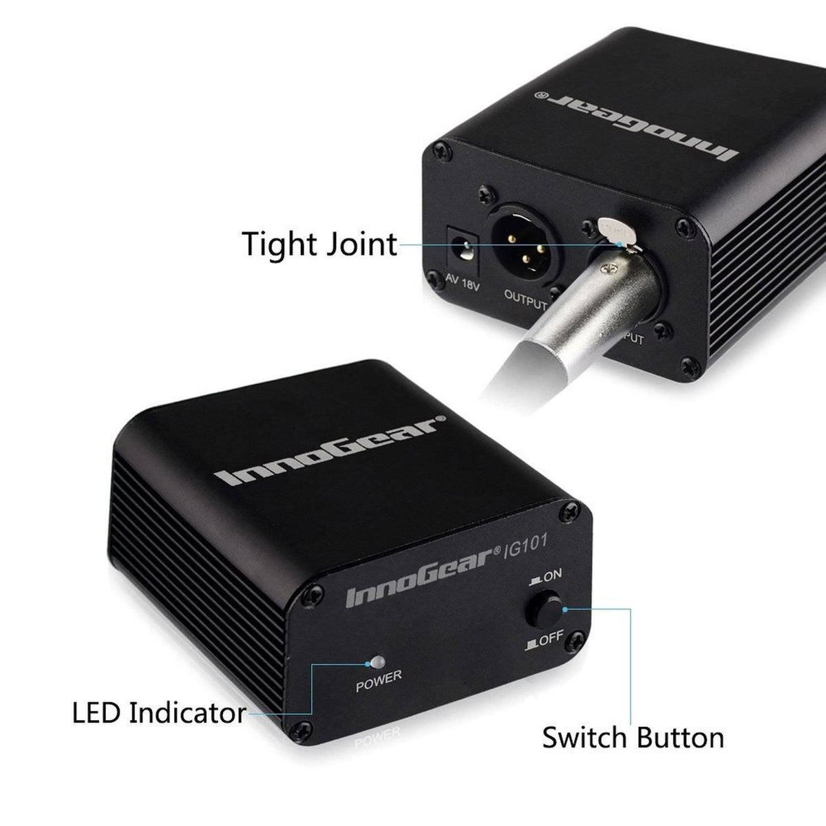 48V Phantom Power Supply with XLR Cable and Adapter H45796
