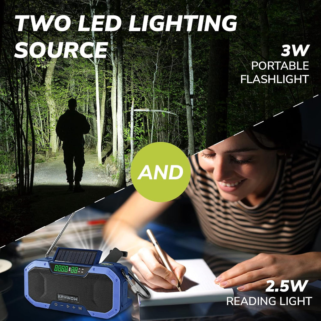 Portable Waterproof AM FM NOAA Weather Radio with Flashlight and Solar Hand Crank C21149