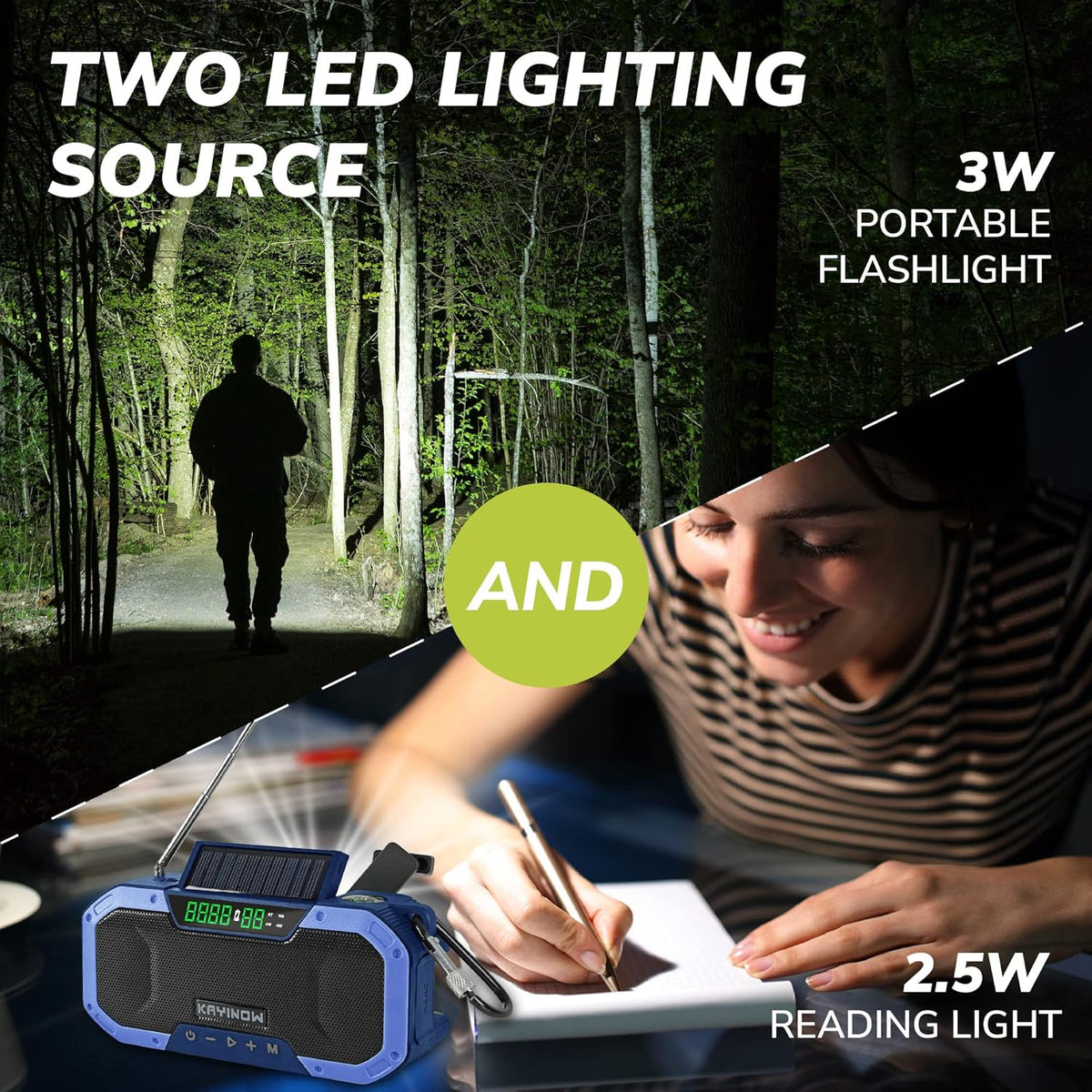 Portable Waterproof AM FM NOAA Weather Radio with Flashlight and Solar Hand Crank C21149