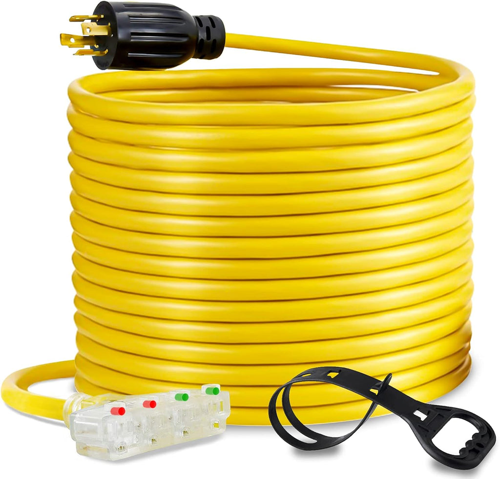 25-Foot 10 Gauge Generator Extension Cord NEMA L14-30P to Four 5-20R T910