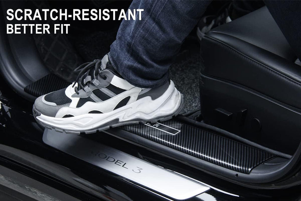 4PCS Glossy Carbon Fiber Door Sill Protector T5021