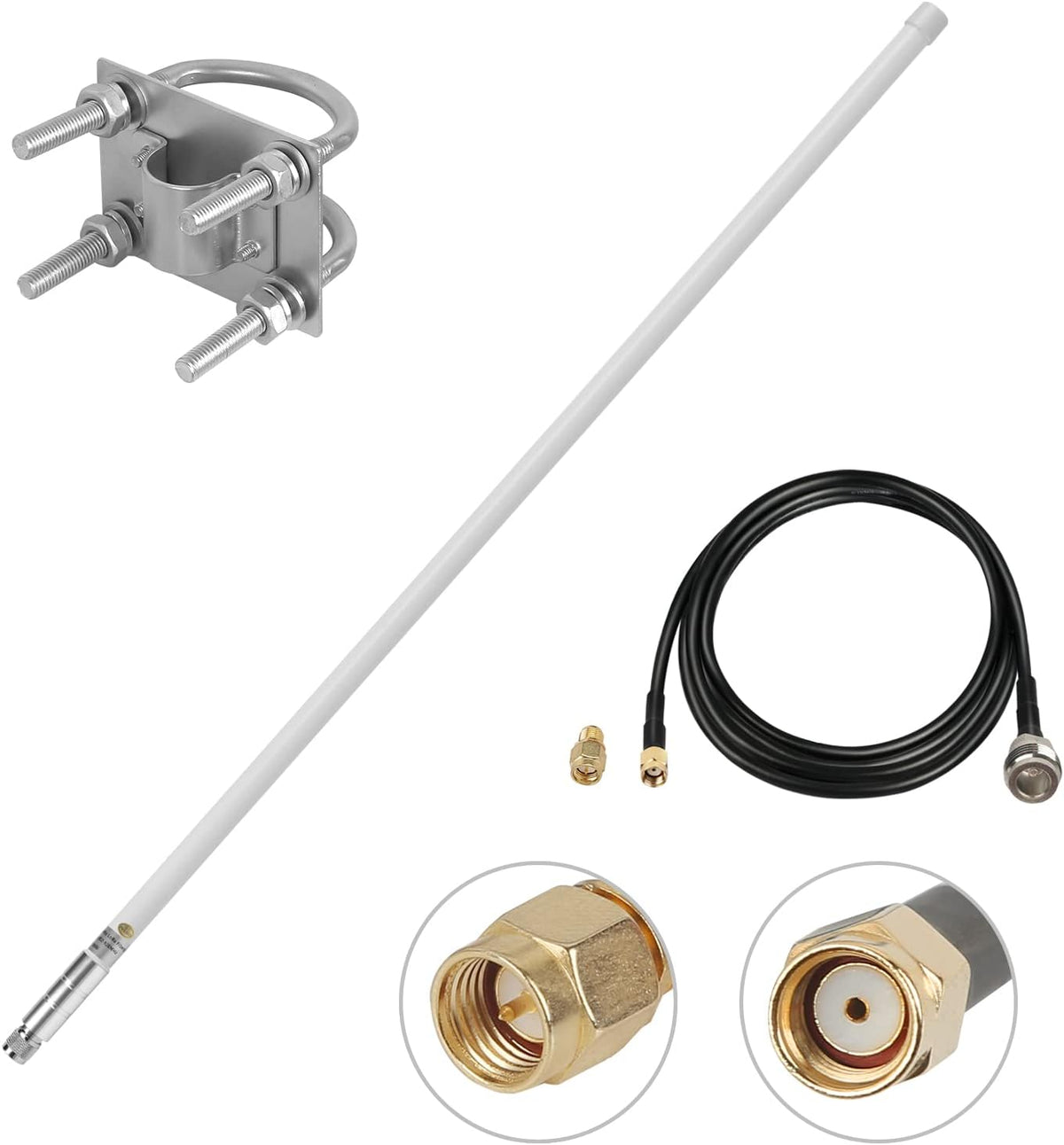 8dBi LoRa Antenna 915Mhz Omni-Directional with 10ft LMR200 Cable White 110cm E28994