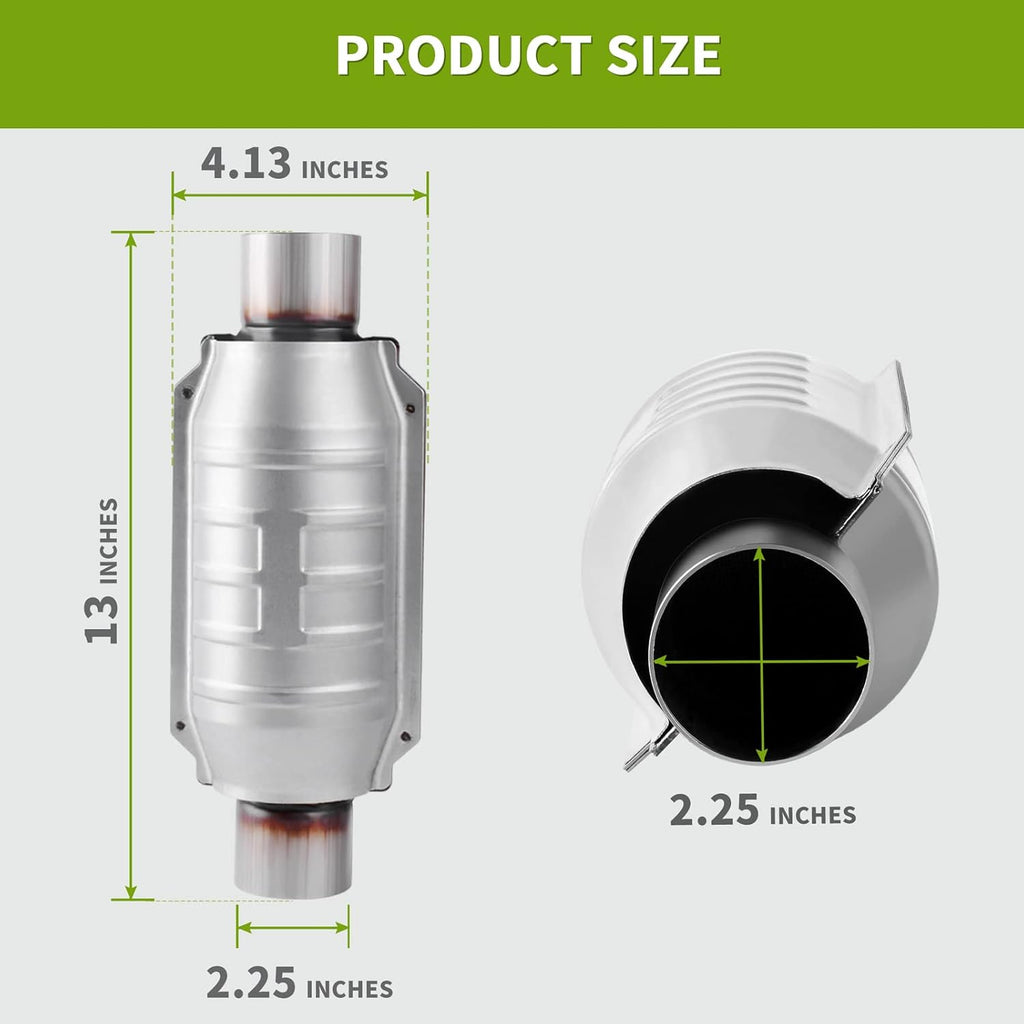2.25 Inlet/Outlet Universal Catalytic Converter with O2 Port and Heat Shield J77700