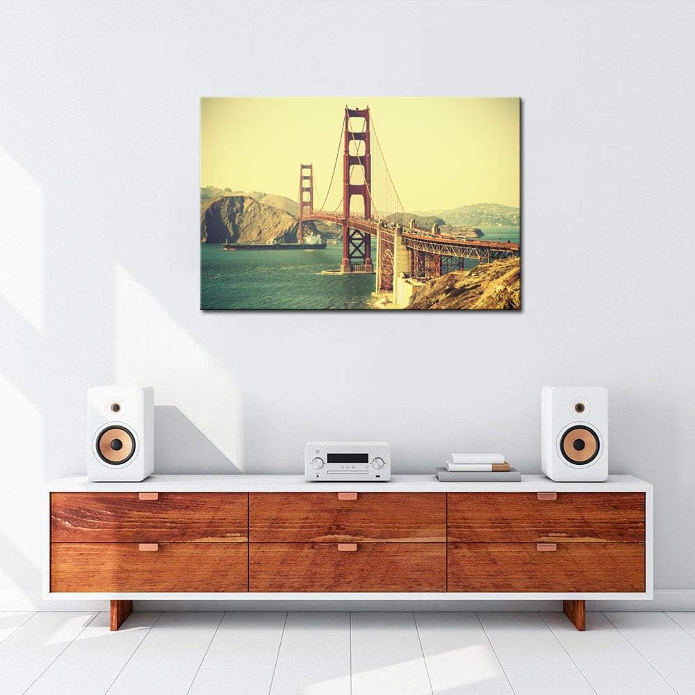 Golden Gate Bridge Canvas Wall Art Cityscape at Sunset V469216