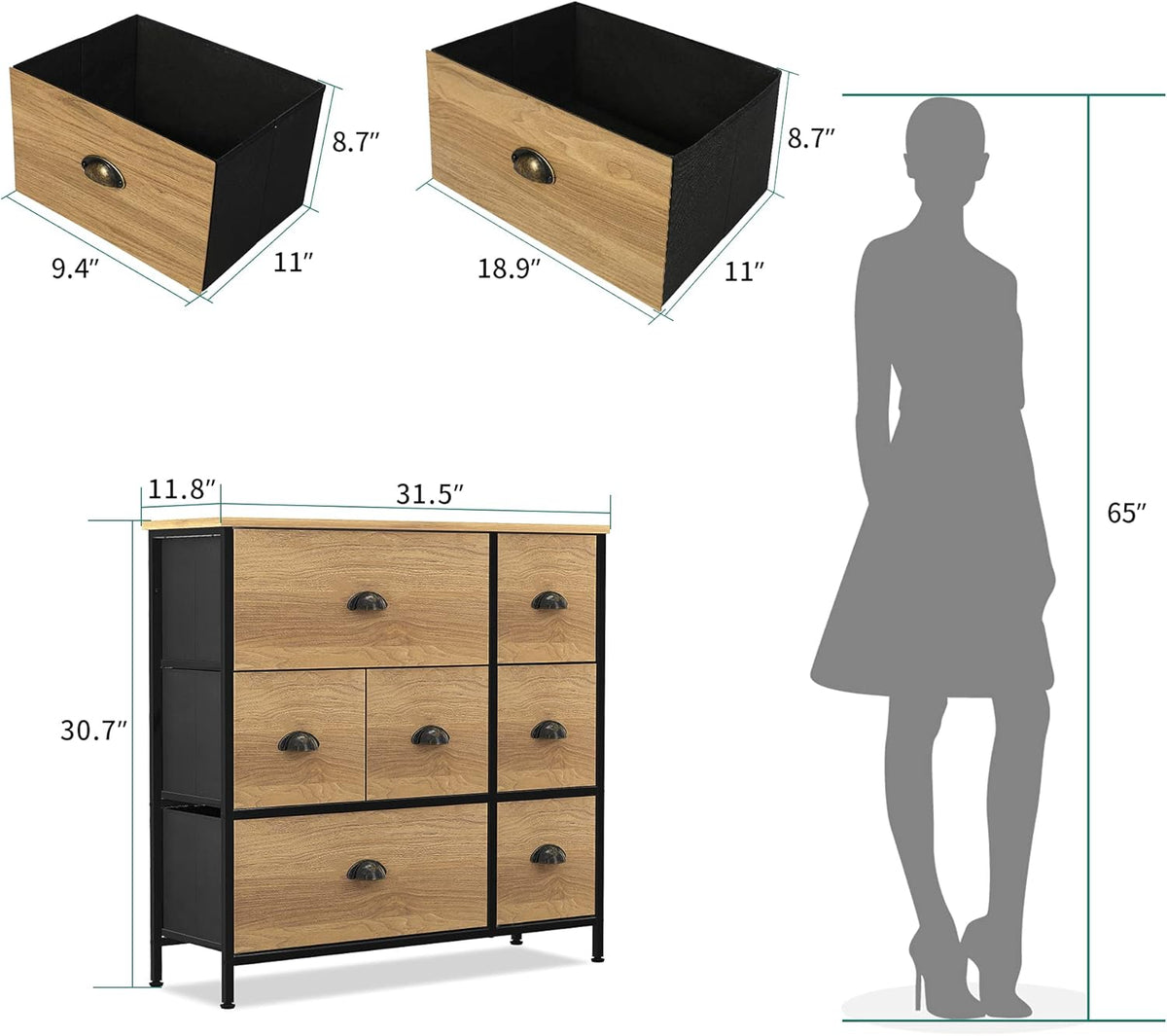 Fabric 7 Drawer Dresser H262