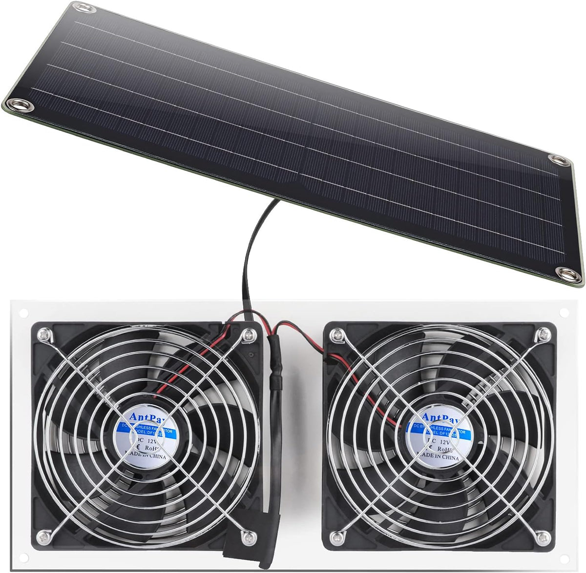10W Weatherproof Dual Fan Solar Panel Fan Kit L3869