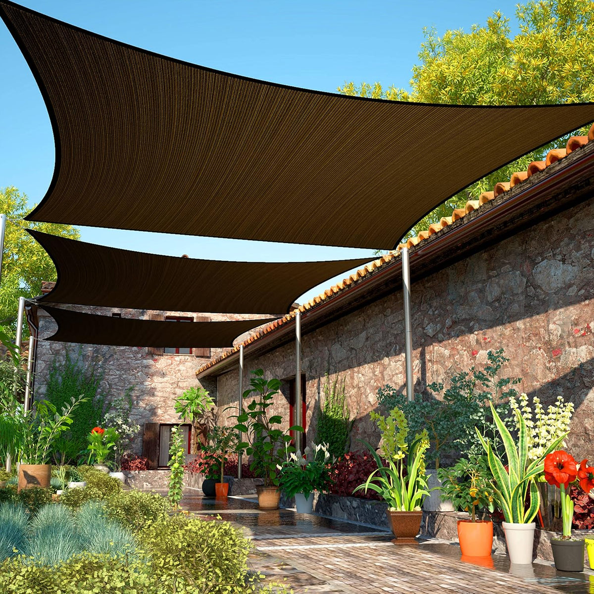 14' x 20' Beige Rectangle Sun Shade Sail T472