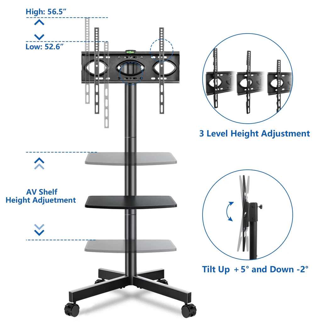 Modern Rolling TV Stand for 32 to 60 inch Flat Panel TVs Z63571