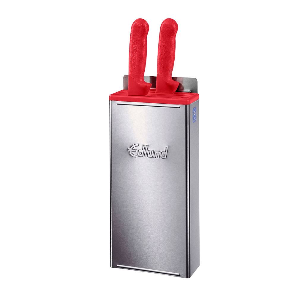 Stainless Steel Enclosed 12" Knife Rack with Red Insert I228870