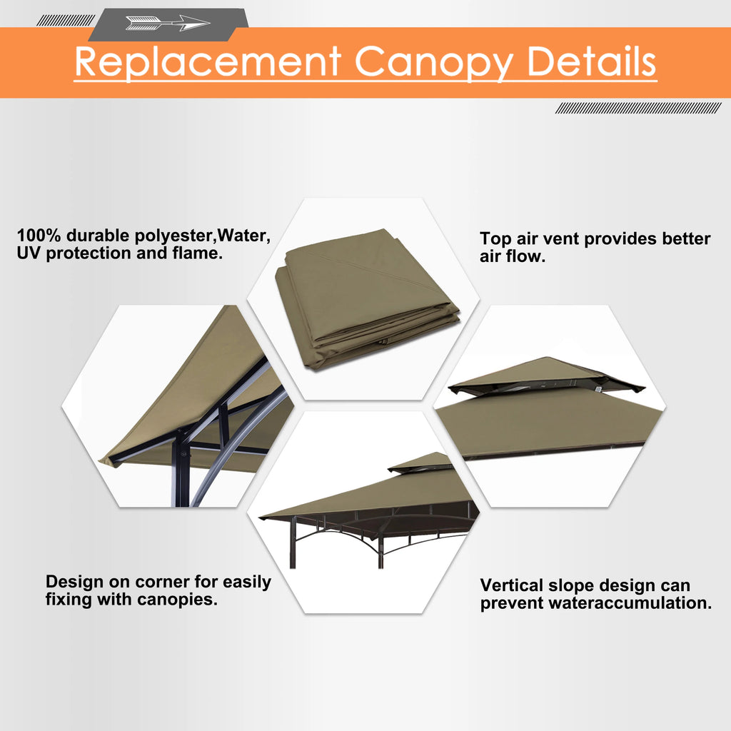 5x8 Double Tiered Grill Gazebo Replacement Canopy V692305