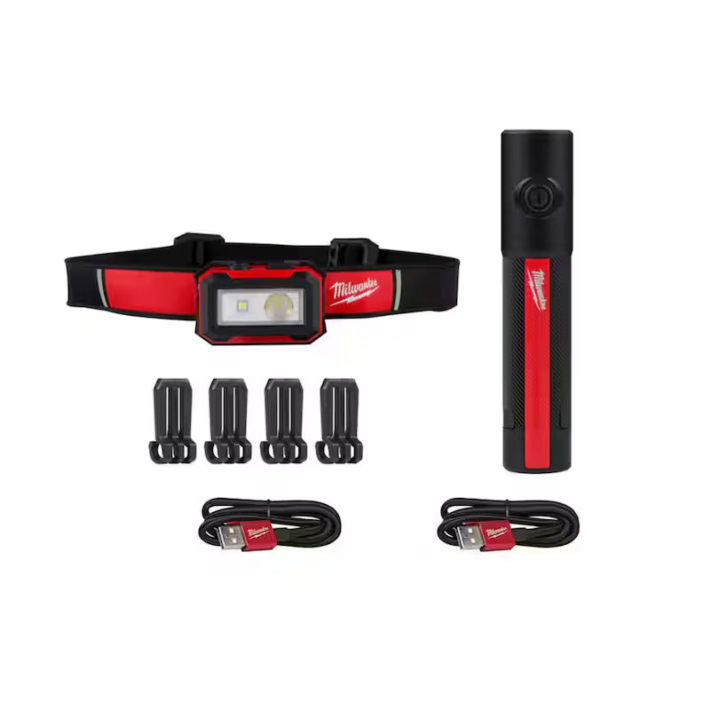 450 Lumens Rechargeable Magnetic Headlamp & 500 Lumens Flashlight 2-Pack C8655