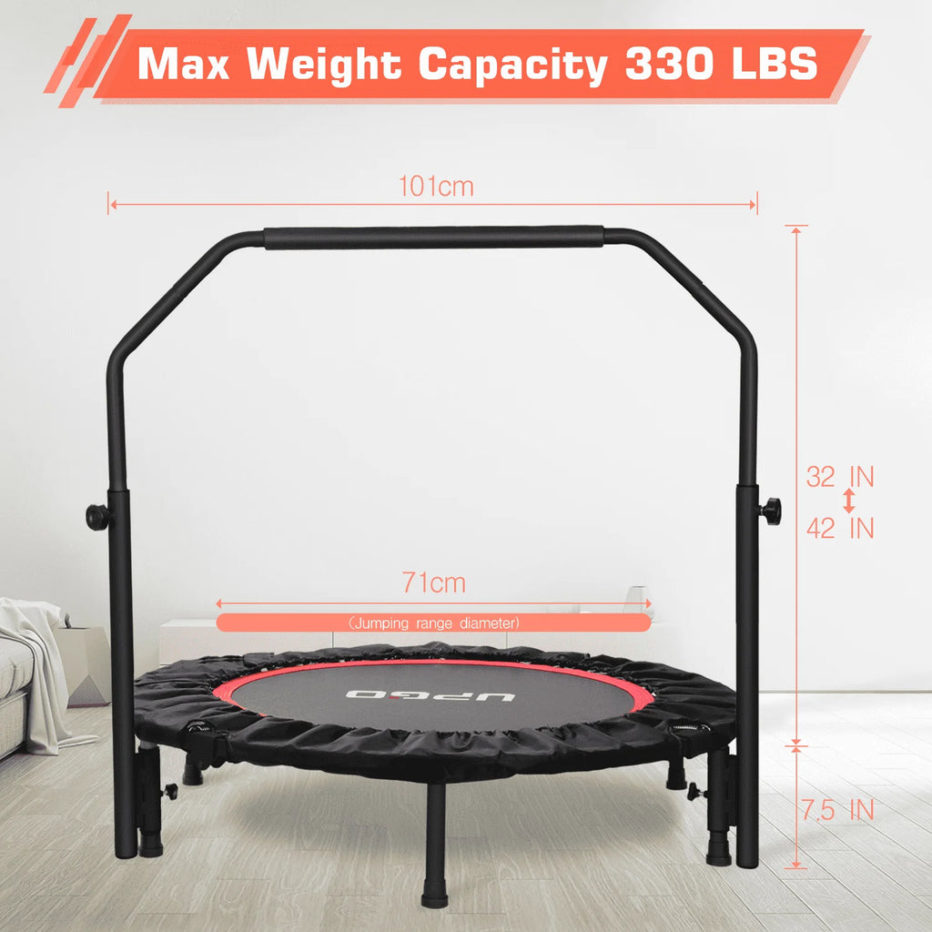 40 Foldable Fitness Trampoline with Adjustable Foam Handle D544