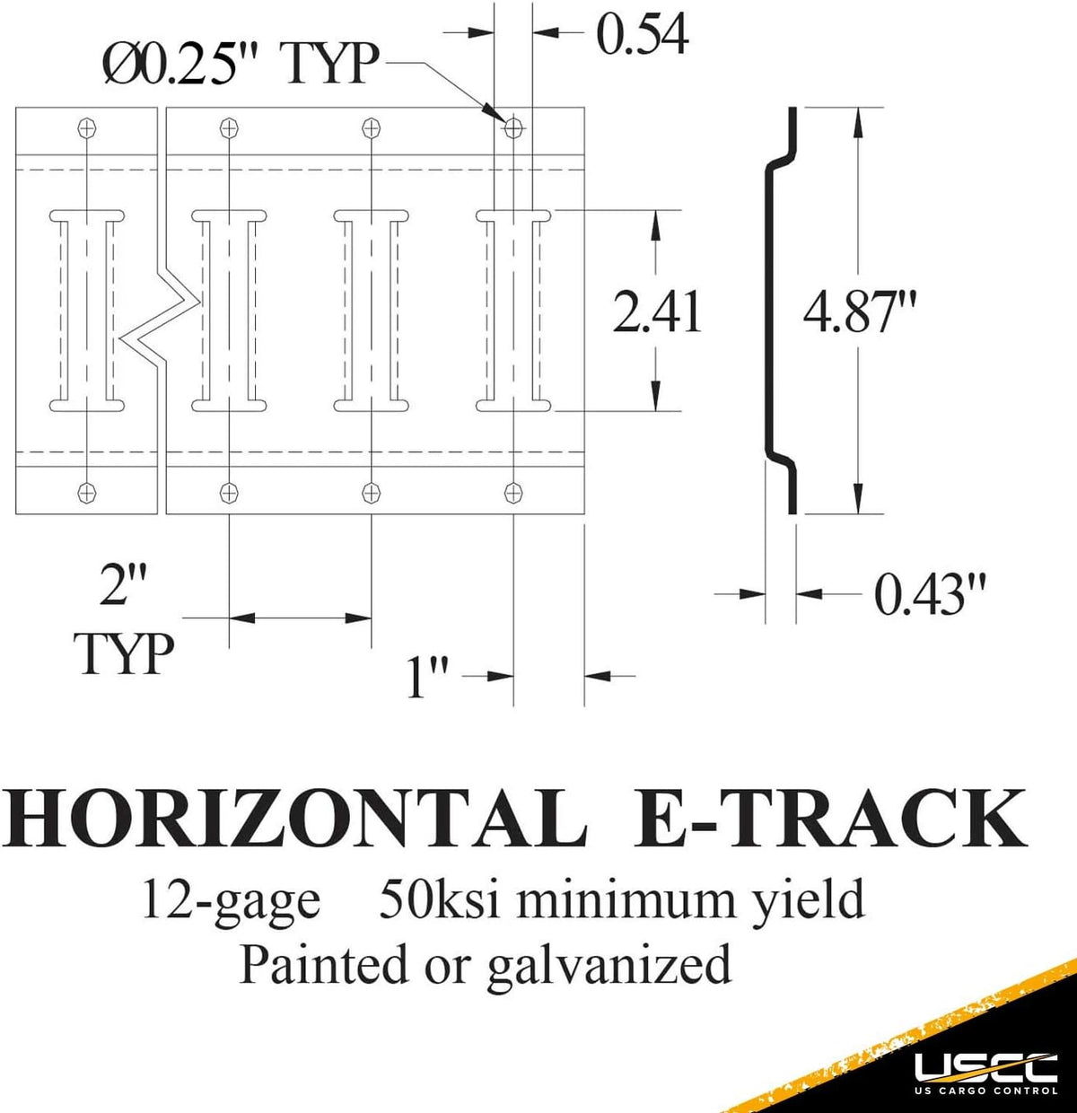 2 Foot Galvanized 12 Gauge Steel E Track Rail 4 Pack W404