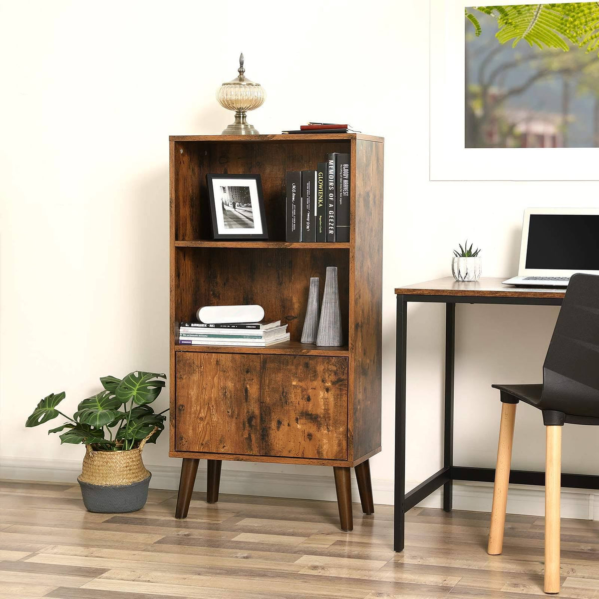 2-Tier Bookcase with Doors T659