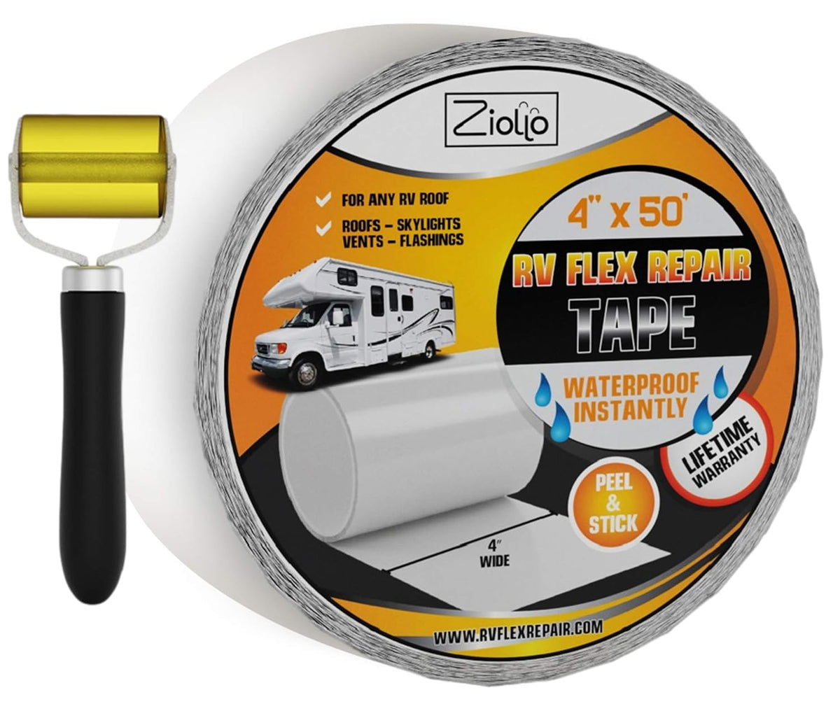 White 4-inch x 50 Foot Roll RV Flex Repair Tape Q521