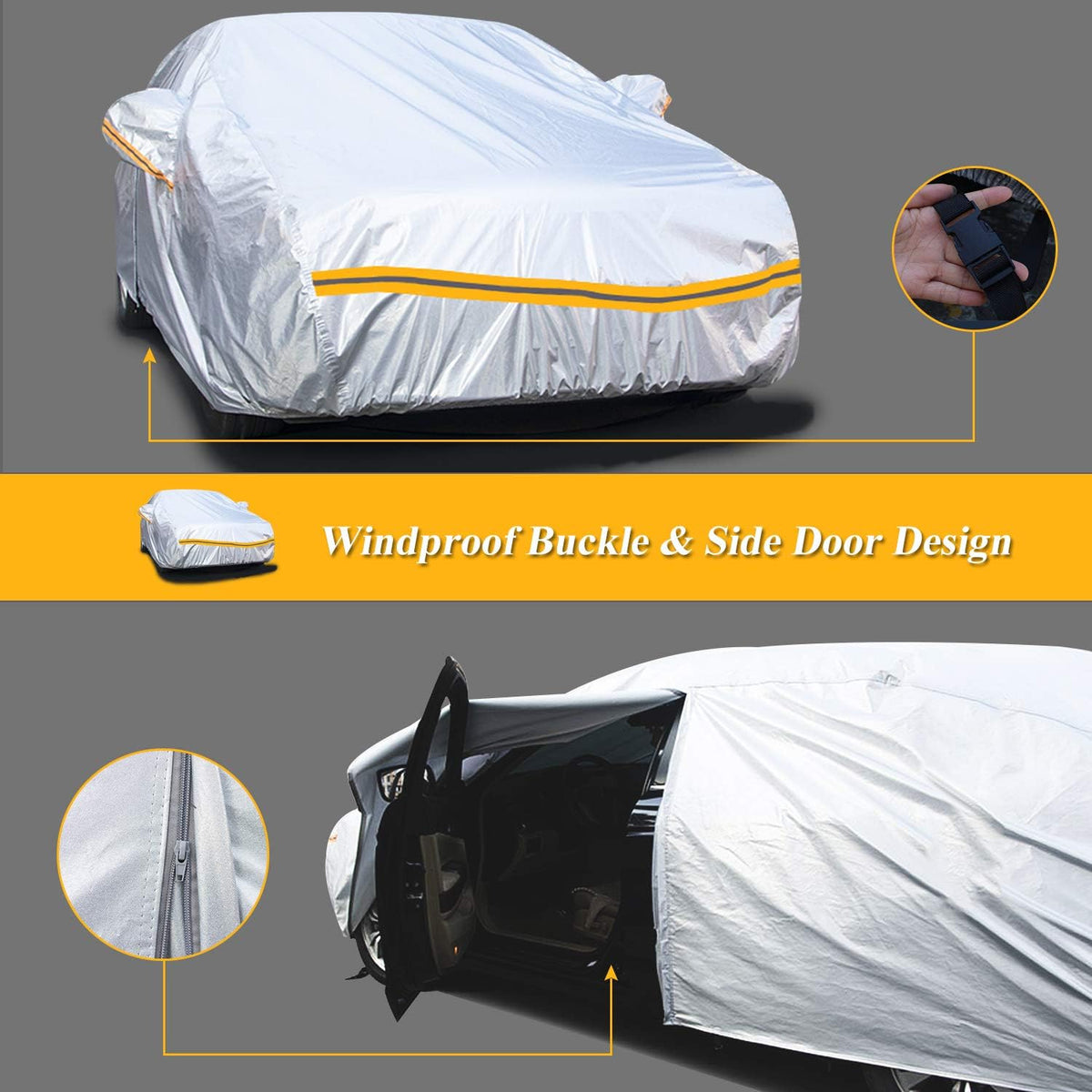 SUV Car Cover Waterproof All Weather 6 Layers with Zipper Cotton Z661