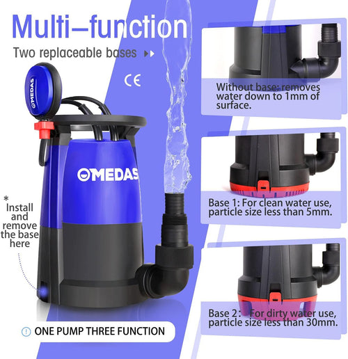 3 in 1 Submersible Pump 1/2HP 400W 2905GPH with Float Switch N1959