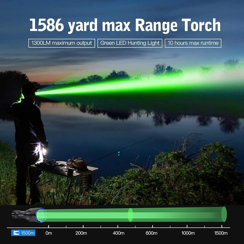 Green Tactical Flashlight Rechargeable Picatinny Mount L41911