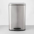 45L Rectangular Step Trash Can Silver X11506