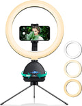 Auto Face Tracking Phone Holder with 10'' Selfie Ring Light and Tripod Stand W3978