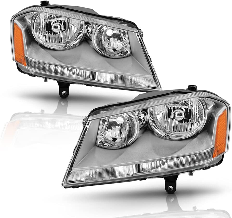 2008-2014 Dodge Avenger Chrome Housing Headlights Replacement Pair Set Z281318