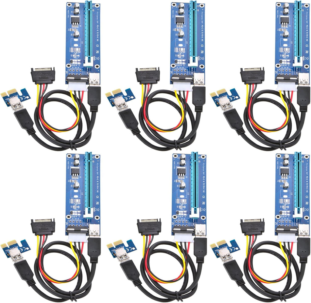 PCI Express 16x to 1x Powered Riser Adapter Card with USB 3.0 Extension Cable and SATA Power Cable 2 Pack G84130