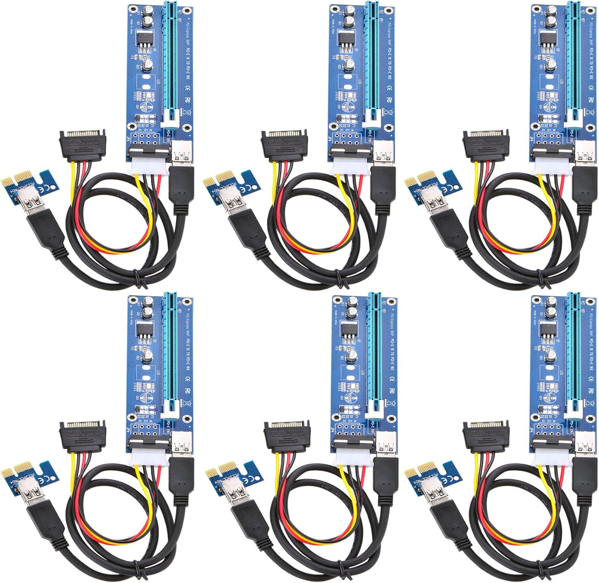 PCI Express 16x to 1x Powered Riser Adapter Card with USB 3.0 Extension Cable and SATA Power Cable 2 Pack G84130