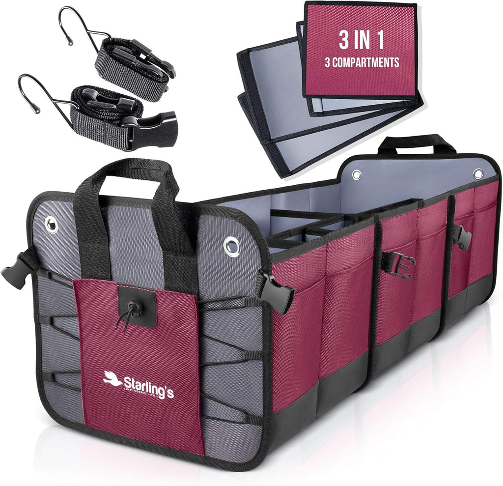 Car Trunk Organizer, 3 Compartments, Black F200996