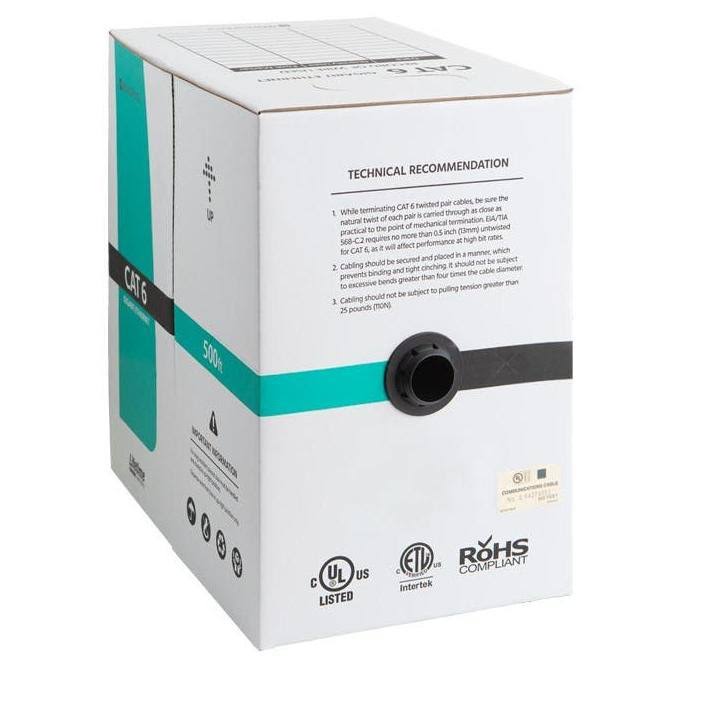 Cat6 Ethernet Bulk Cable, Solid, 550Mhz, UTP, CMR, Riser-Rated, Pure Bare Copper WIRE, 23AWG, 500ft, Purple, (UL) Z127