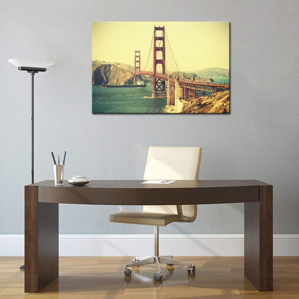 Golden Gate Bridge Canvas Wall Art Cityscape at Sunset V469216