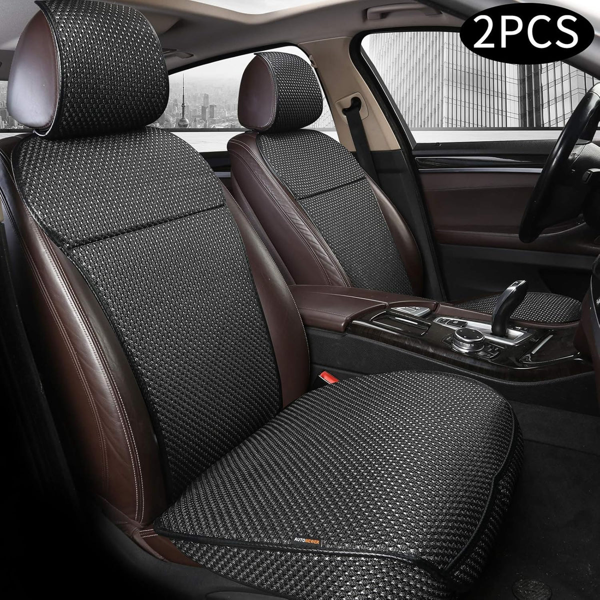 Black Grey 2PCS Breathable Car Seat Cover X106