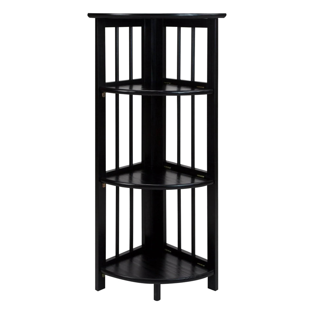 Black 4-Shelf Corner Folding Bookcase H875597