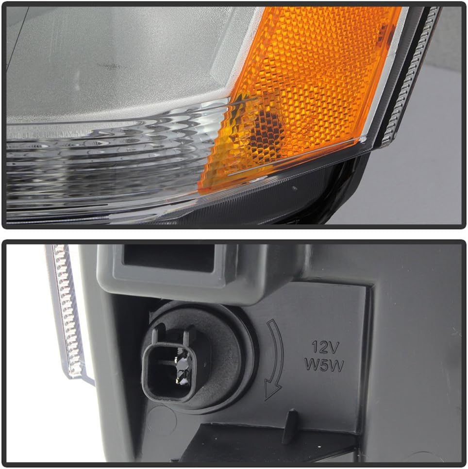 2008-2014 Dodge Avenger Chrome Housing Headlights Replacement Pair Set Z281318