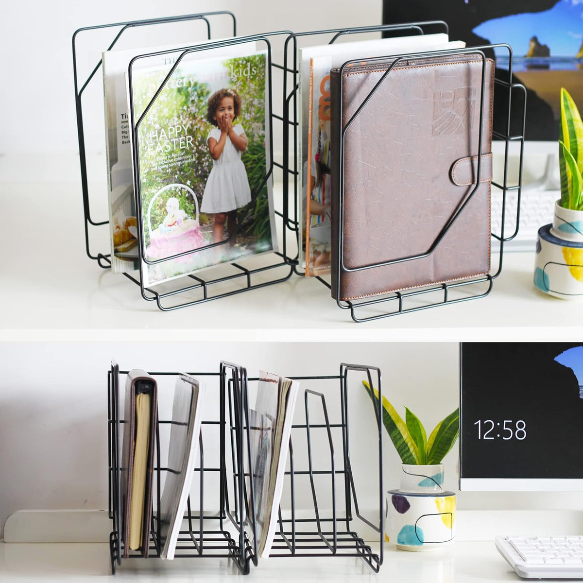 Black Metal 2 Pack 3 Compartment File Organizer I540389