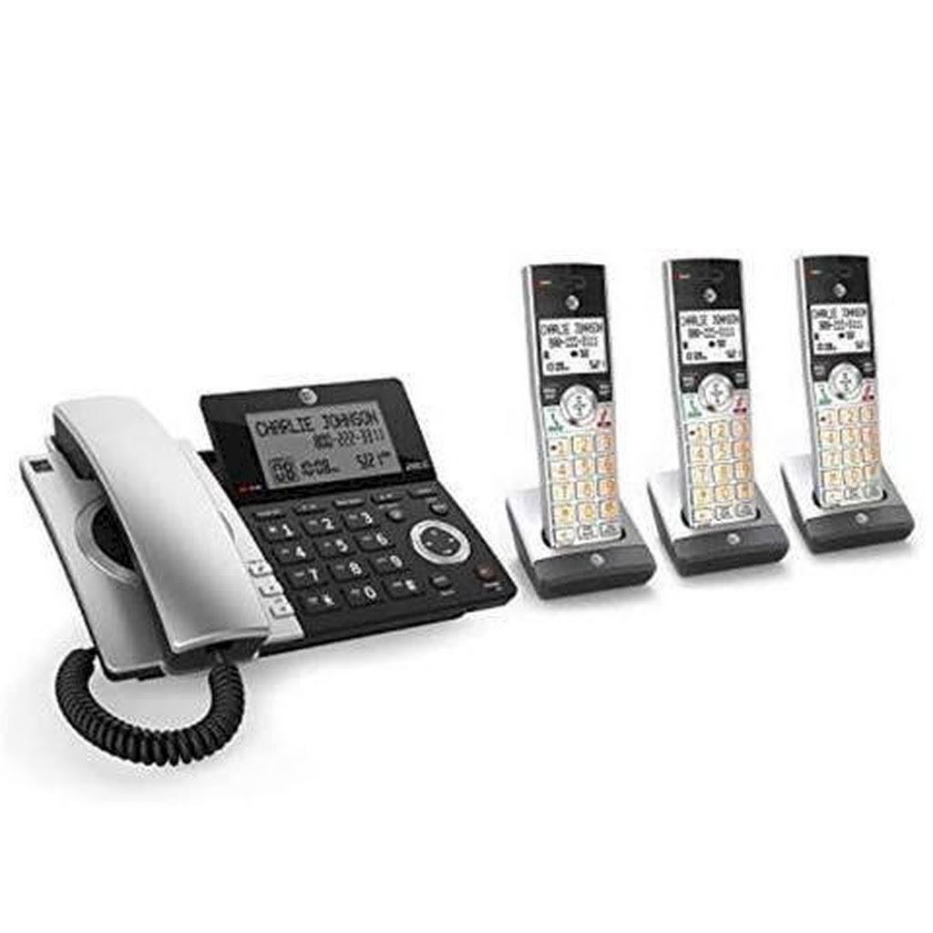 Expandable Corded/Cordless Phone with Smart Call Blocker, Silver/Black with 3 Handsets A310420