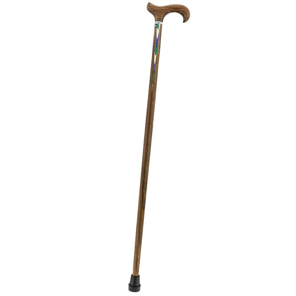 Green Blue Inlaid Derby Walking Cane with Ovangkol Shaft Z4832