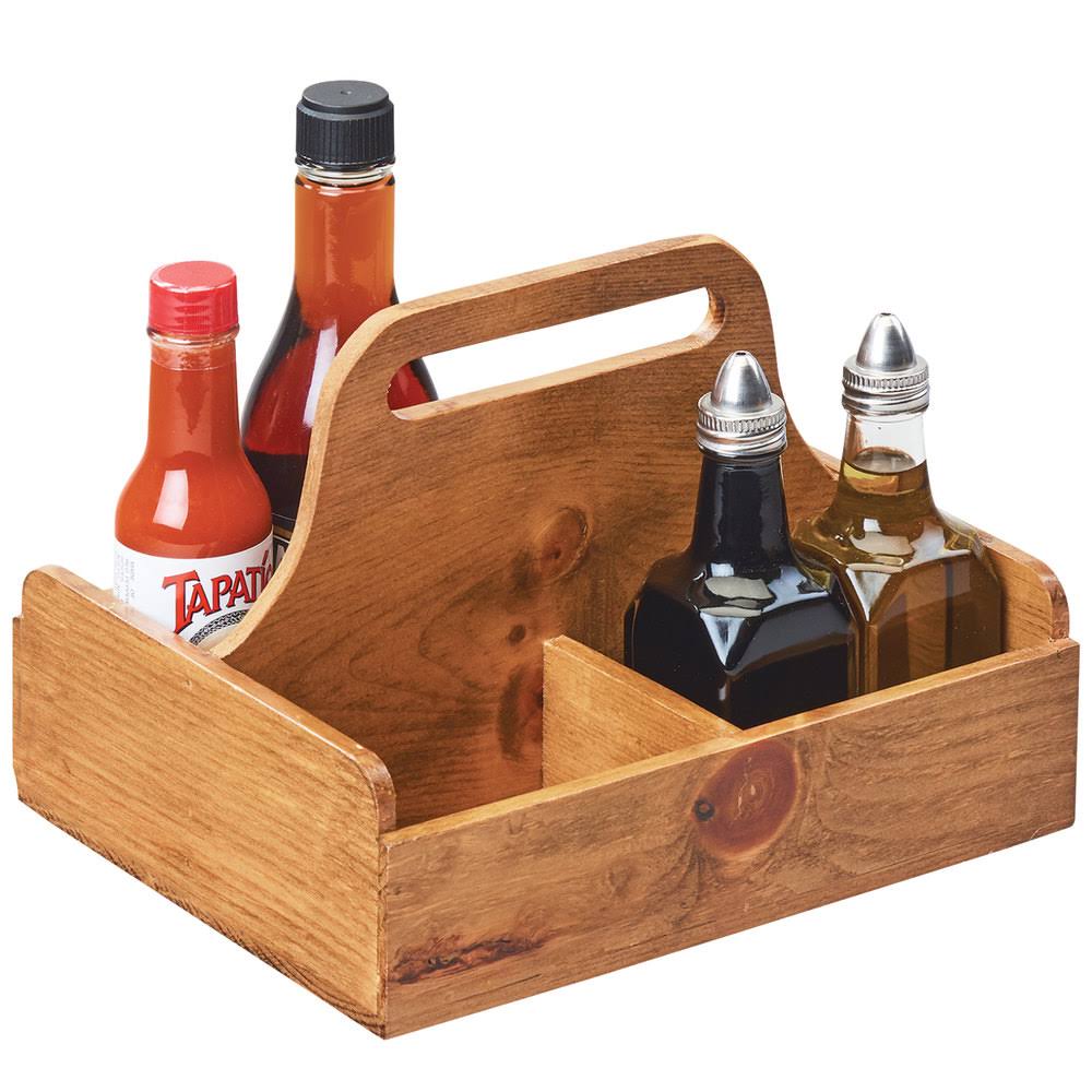Reclaimed Wood Condiment Caddy with Handle F17560