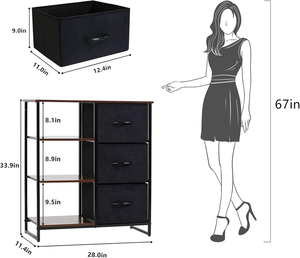 3 Drawer Dresser with Shelf R669