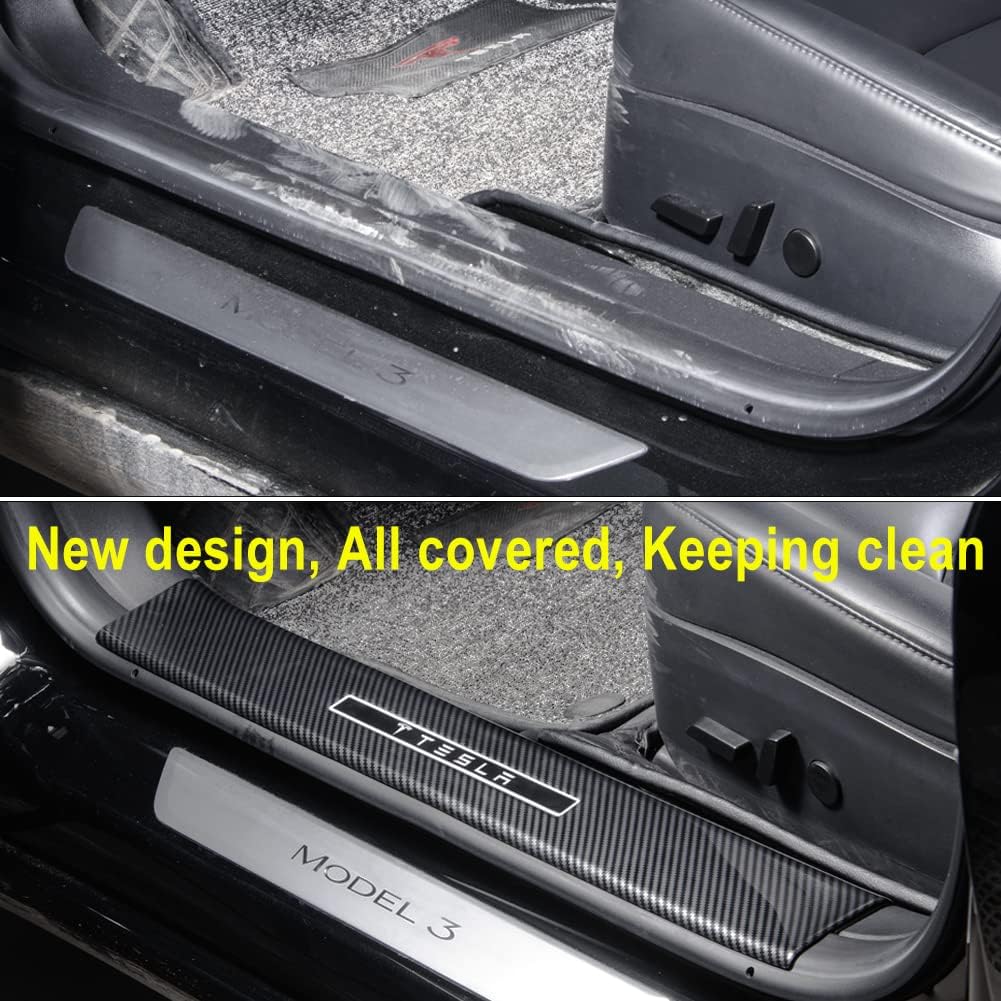 4PCS Glossy Carbon Fiber Door Sill Protector T5021
