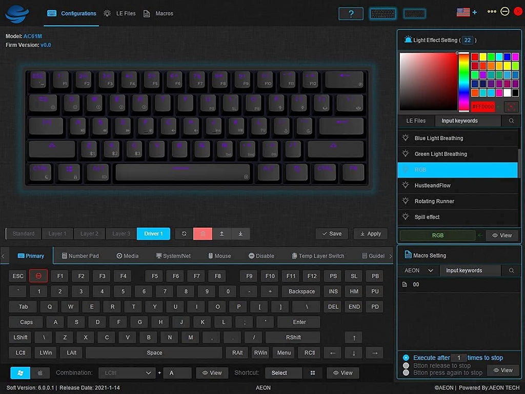61 Keys Aluminum Hot Swappable RGB Mechanical Gaming Keyboard G86589