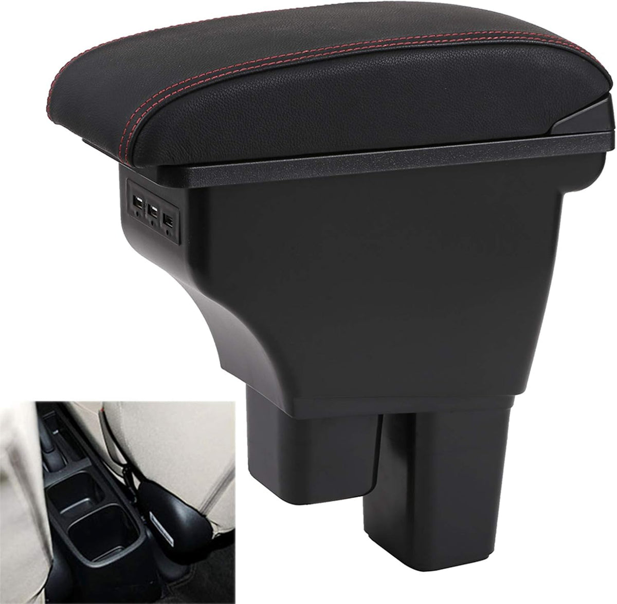 Black Car Armrest Box with 3 USB Ports E48765