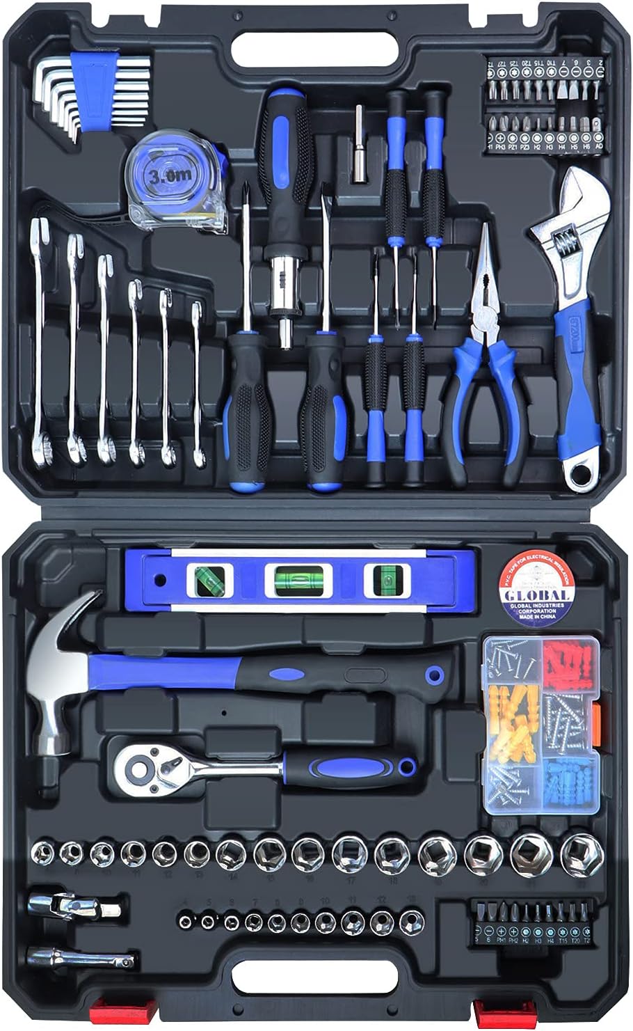 146 Piece Tool Kit with Plastic Toolbox Storage Case A5119