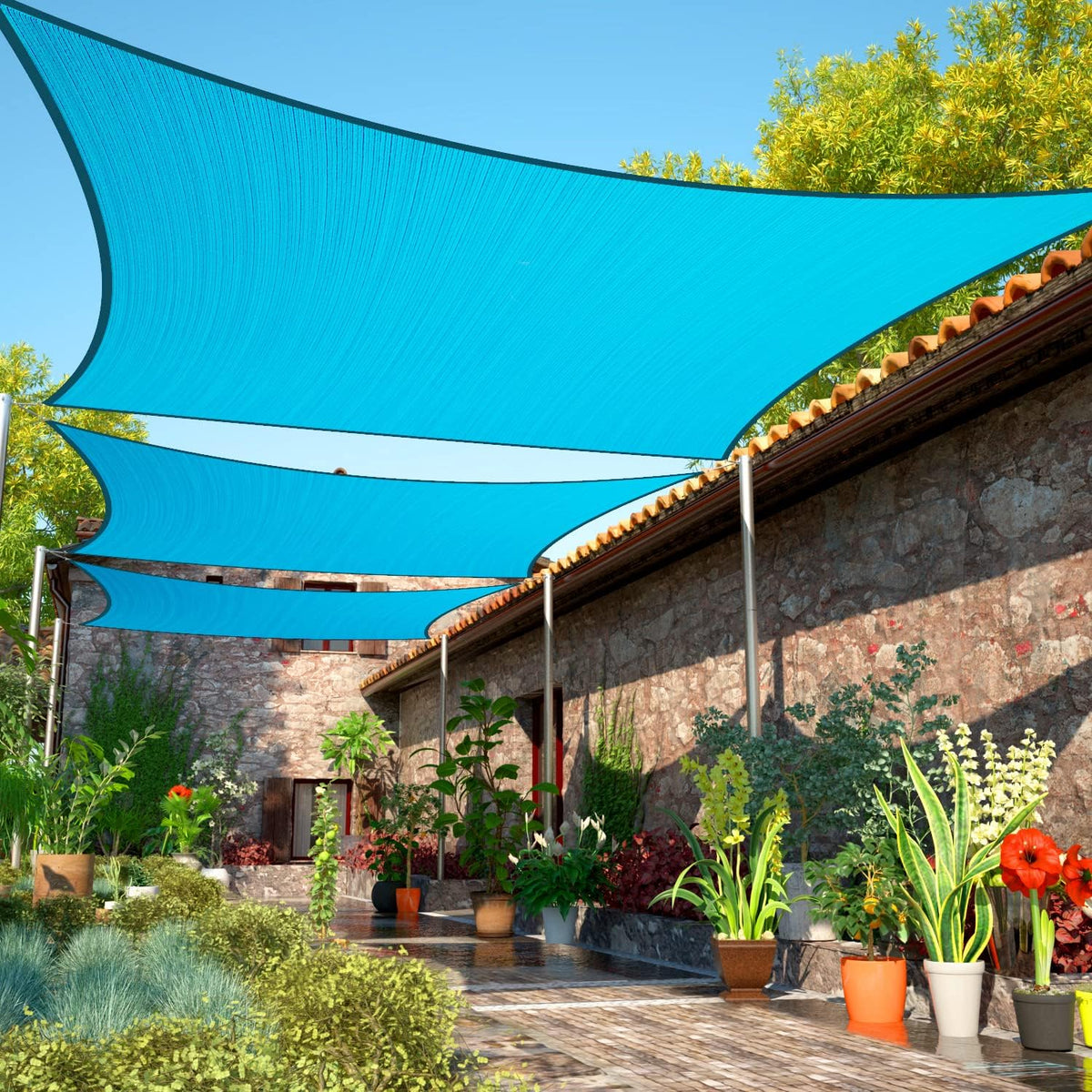 14' x 20' Beige Rectangle Sun Shade Sail T472