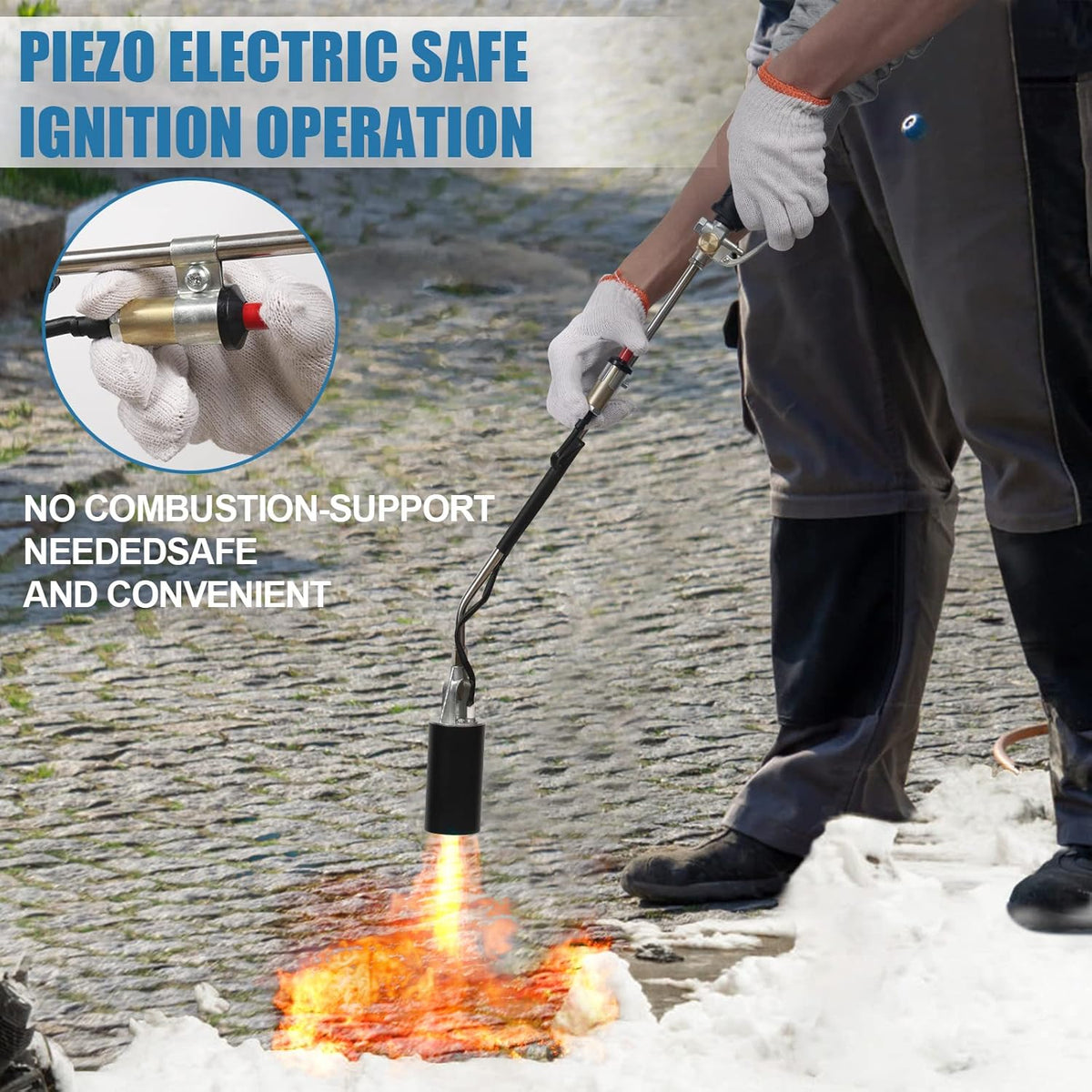 Propane Weed Torch Burner 700000 BTU with Push Button Igniter and 6.5 FT Hose O308065