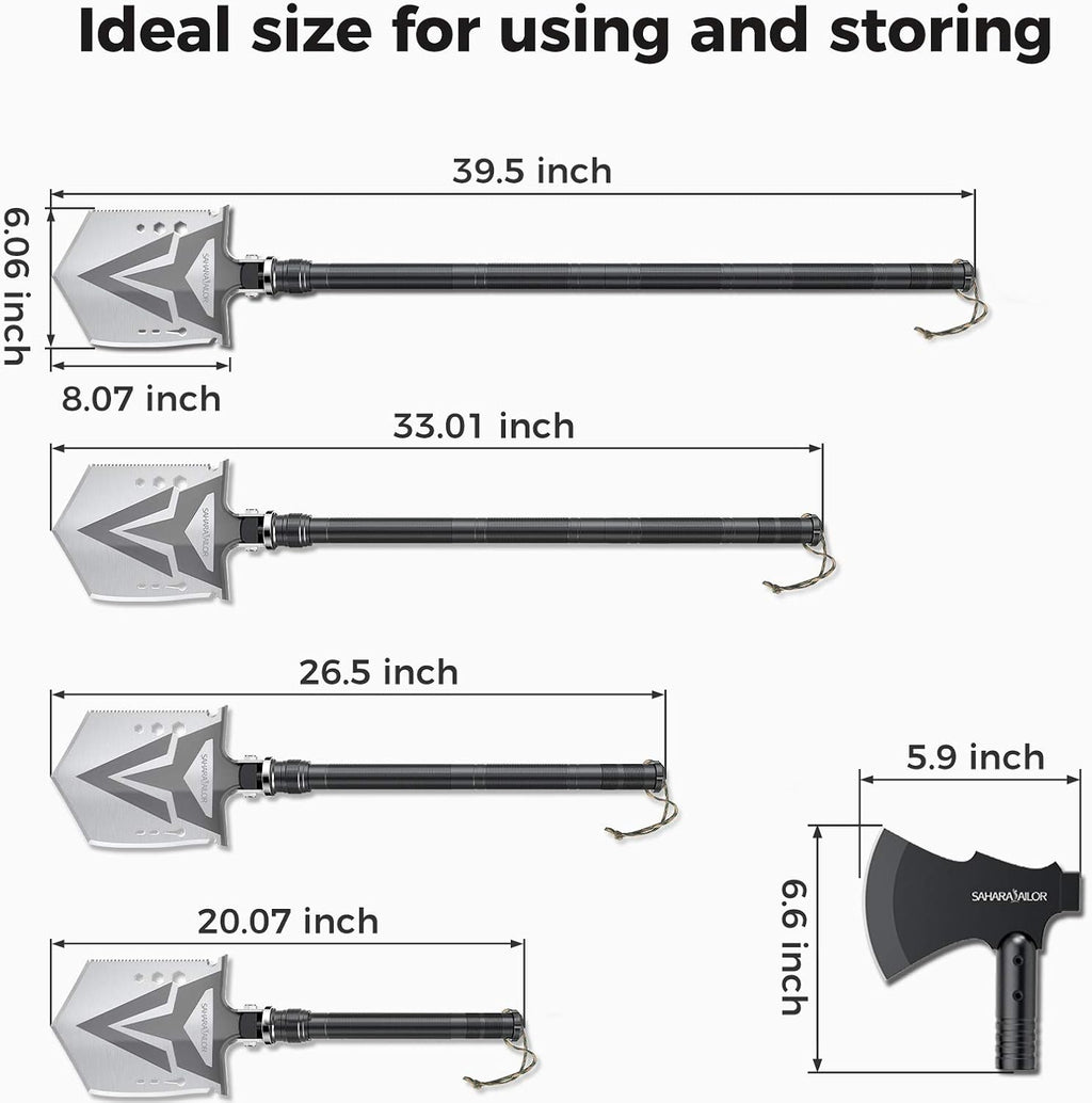 High Carbon Steel Tactical Camping Shovel with Axe S461098