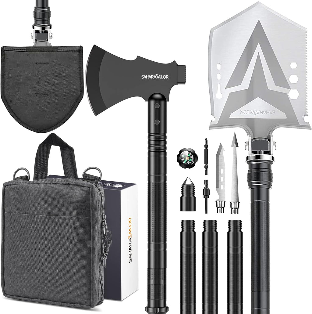 High Carbon Steel Tactical Camping Shovel with Axe S461098