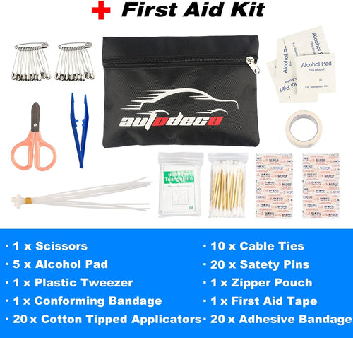 118 Pieces Car Emergency Kit with Jumper Cables and Air Compressor F87739