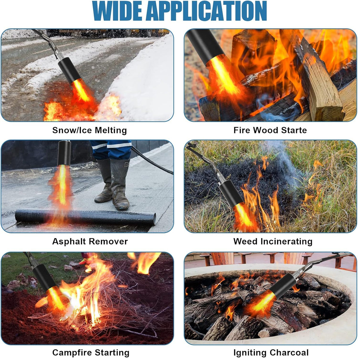 Propane Weed Torch Burner 700000 BTU with Push Button Igniter and 6.5 FT Hose O308065